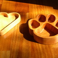 Jill's heart anniversary bowl and my Clemson bowl both after getting tung oil applied.