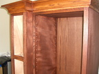 Most of one of the cabinets is stained.