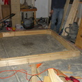 The base is assembled and braced.  To disassemble the bed, we will need to remove the screws from the sides into the front &