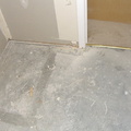 Linoleum is ripped up.